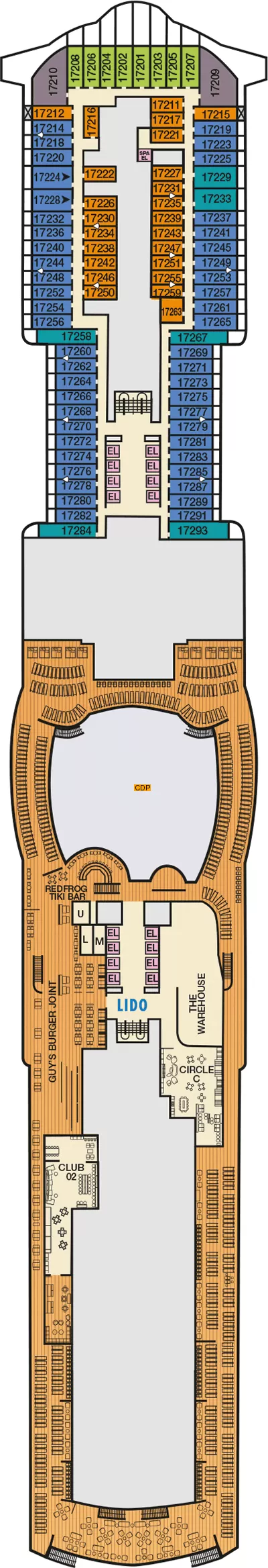 Carnival Jubilee Deck 17 deck 17 plan | Cruisedeckplans.com