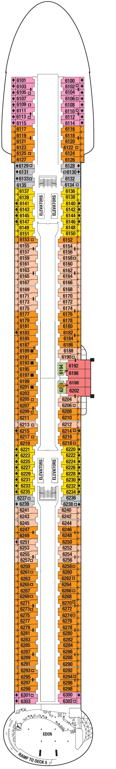 Celebrity Ascent Deck 6 deck 6 plan | Cruisedeckplans.com