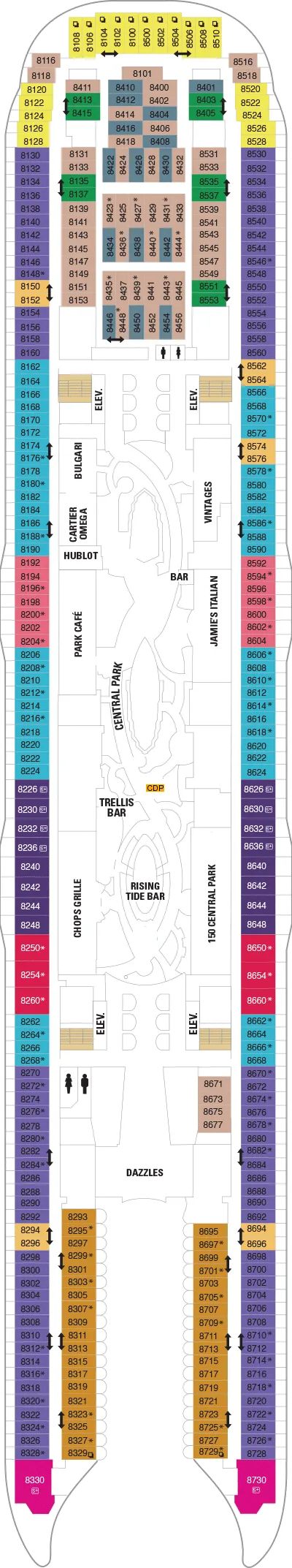 Harmony of the Seas Deck 8 deck 8 plan | Cruisedeckplans.com