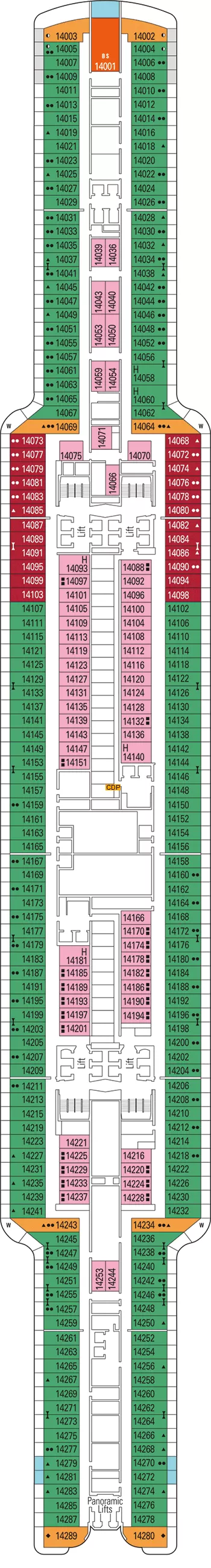 MSC Seashore Deck 14 deck 14 plan | Cruisedeckplans.com