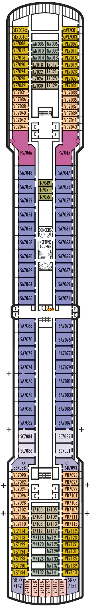 Oosterdam Rotterdam deck 7 plan | Cruisedeckplans.com