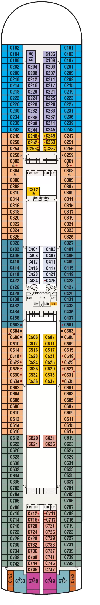 Ruby Princess Caribe deck 10 plan | Cruisedeckplans.com