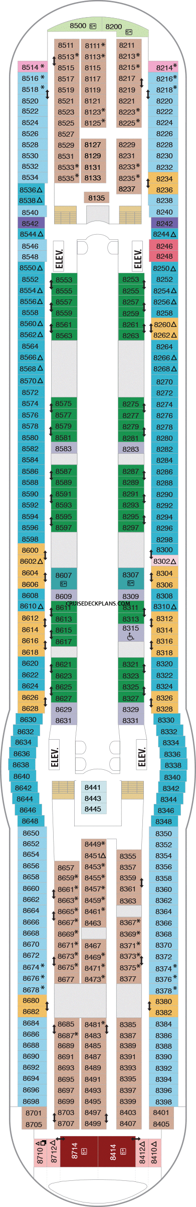 Independence of the Seas Deck 8 deck 8 plan | Cruisedeckplans.com