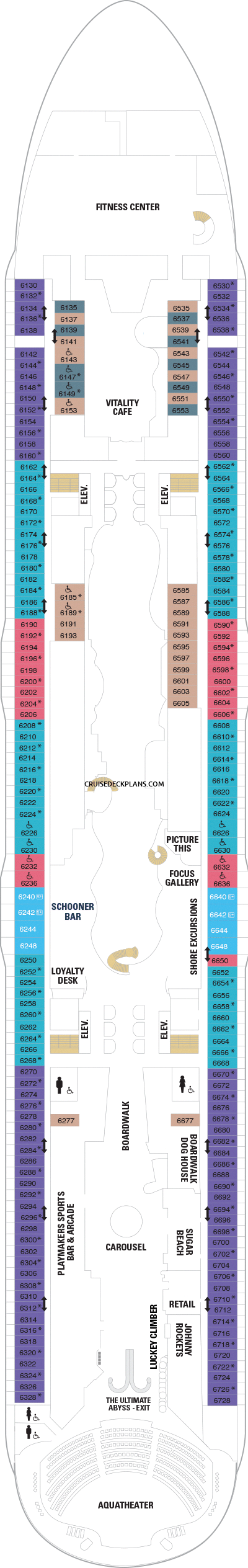 Wonder of the Seas Deck 6 deck 6 plan | Cruisedeckplans.com