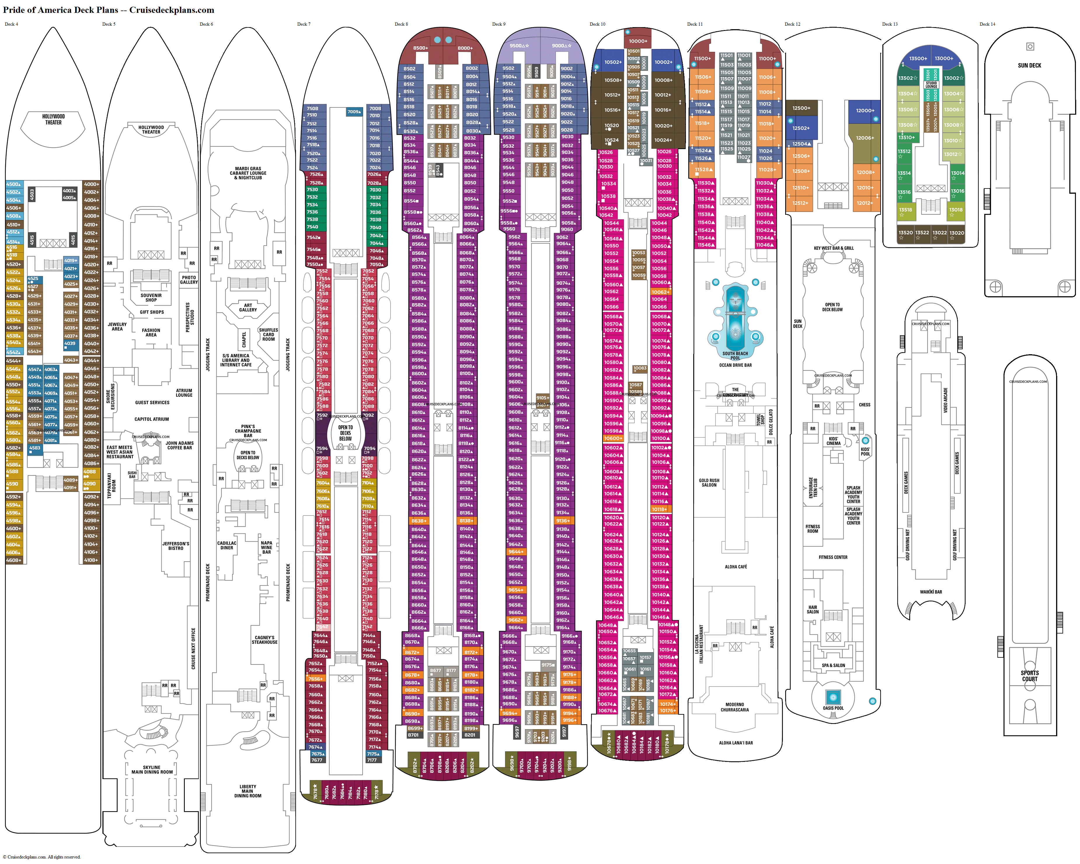 pride of america cruise ship deck plan