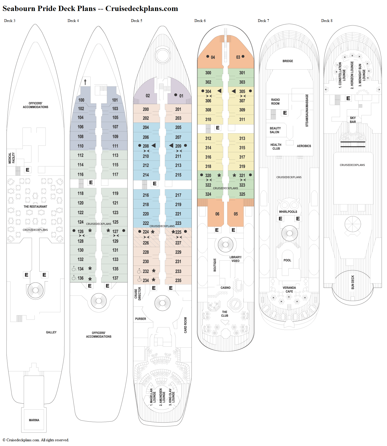 Seabourn Pride Deck Plans, Diagrams, Pictures, Video