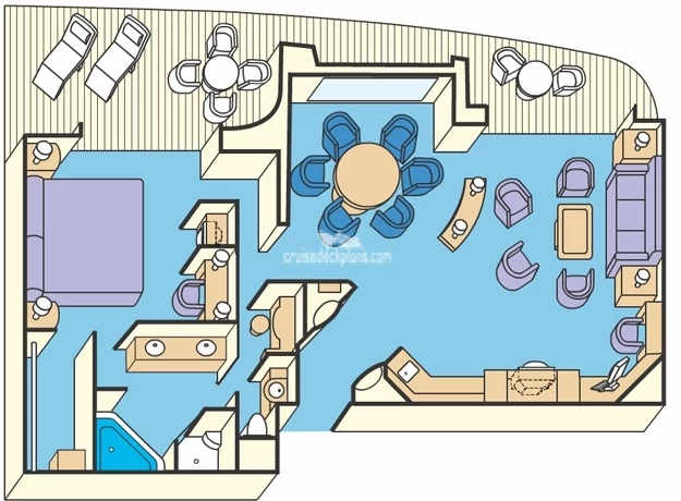 Caribbean Princess Grand Suite cabin floor plan