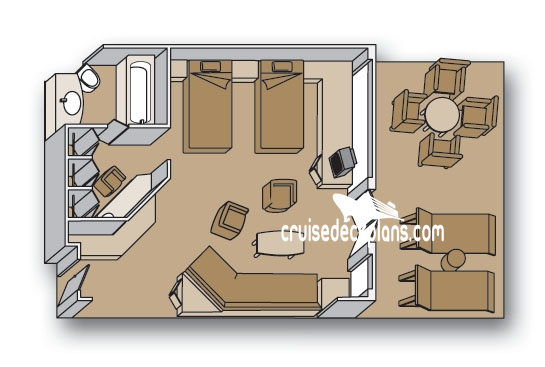 Ryndam-3 Deluxe Suite cabin floor plan Ryndam-3 Deluxe Suite cabin floor plan