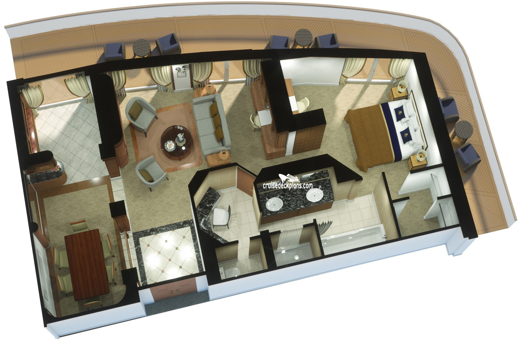 Queen Elizabeth Grand Suite cabin floor plan Queen Elizabeth Grand Suite cabin floor plan