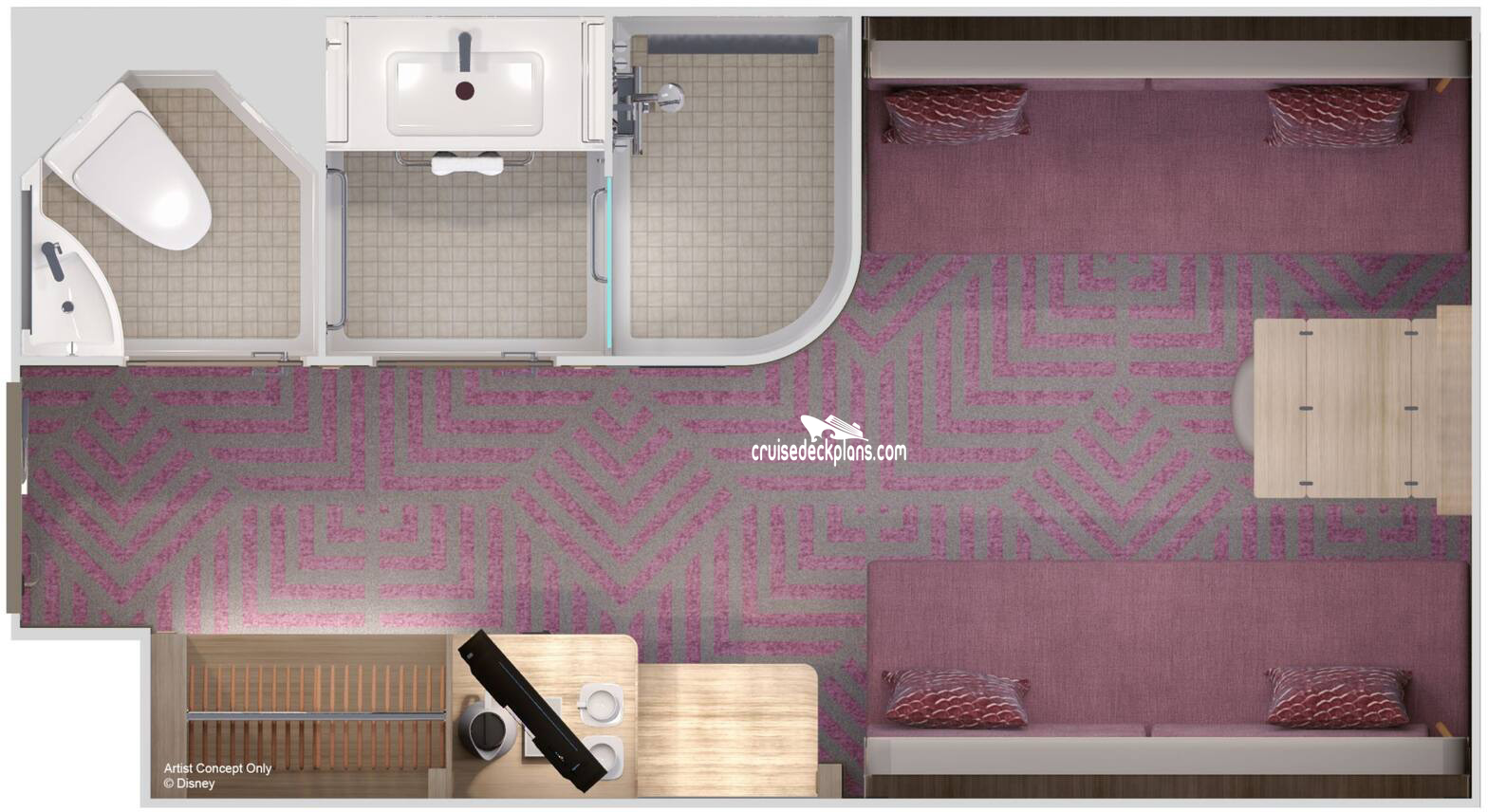 Disney Adventure Inside cabin floor plan Disney Adventure Inside cabin floor plan