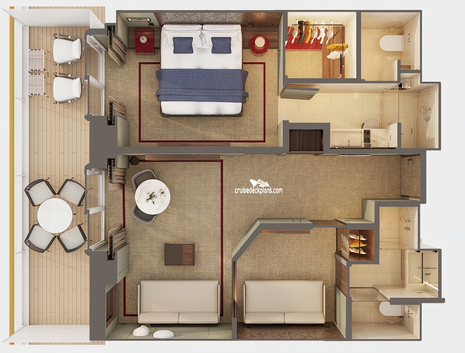 Norwegian Aqua Haven-2-Bed cabin floor plan Norwegian Aqua Haven-2-Bed cabin floor plan