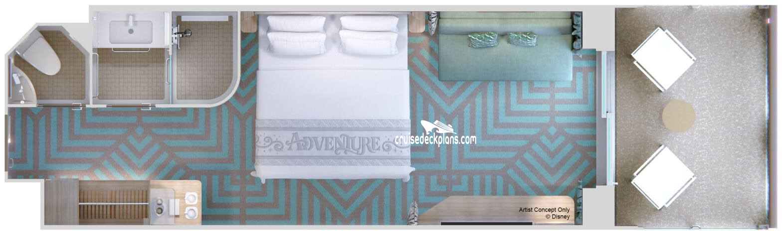 Disney Adventure Deluxe_Verandah cabin floor plan Disney Adventure Deluxe_Verandah cabin floor plan