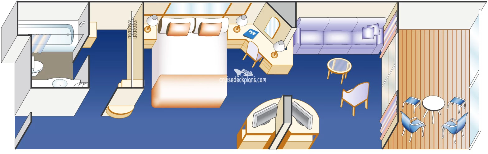 Caribbean Princess Mini-Suite Balcony cabin floor plan